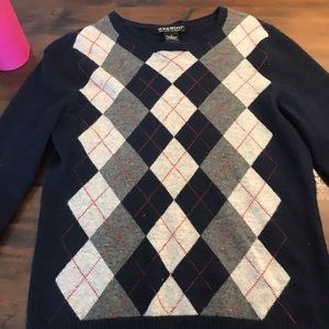 Navy cashmere argyle sweater, size XS